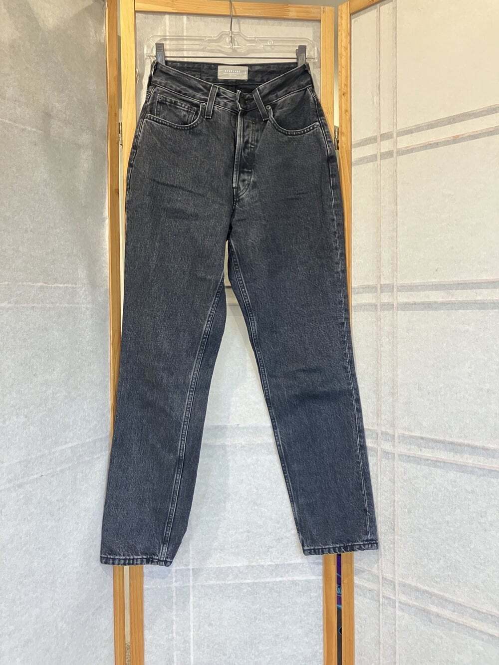 Everlane Curvy 90s Cheeky Straight Ankle Jeans Women's Size 26 Button Fly Black